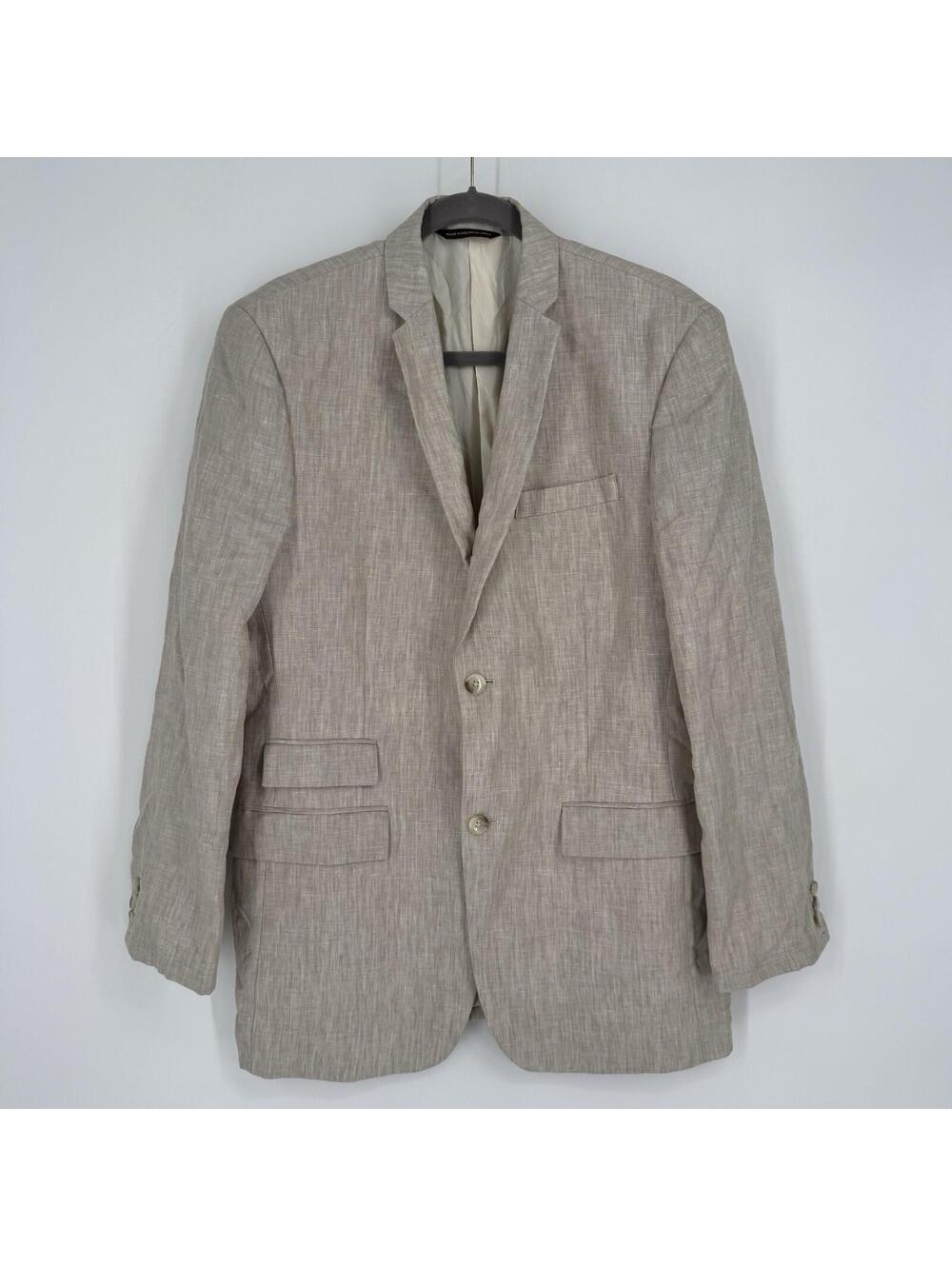 Perry Ellis blazer jacket mens 40 regular linen  beach summer wedding formal